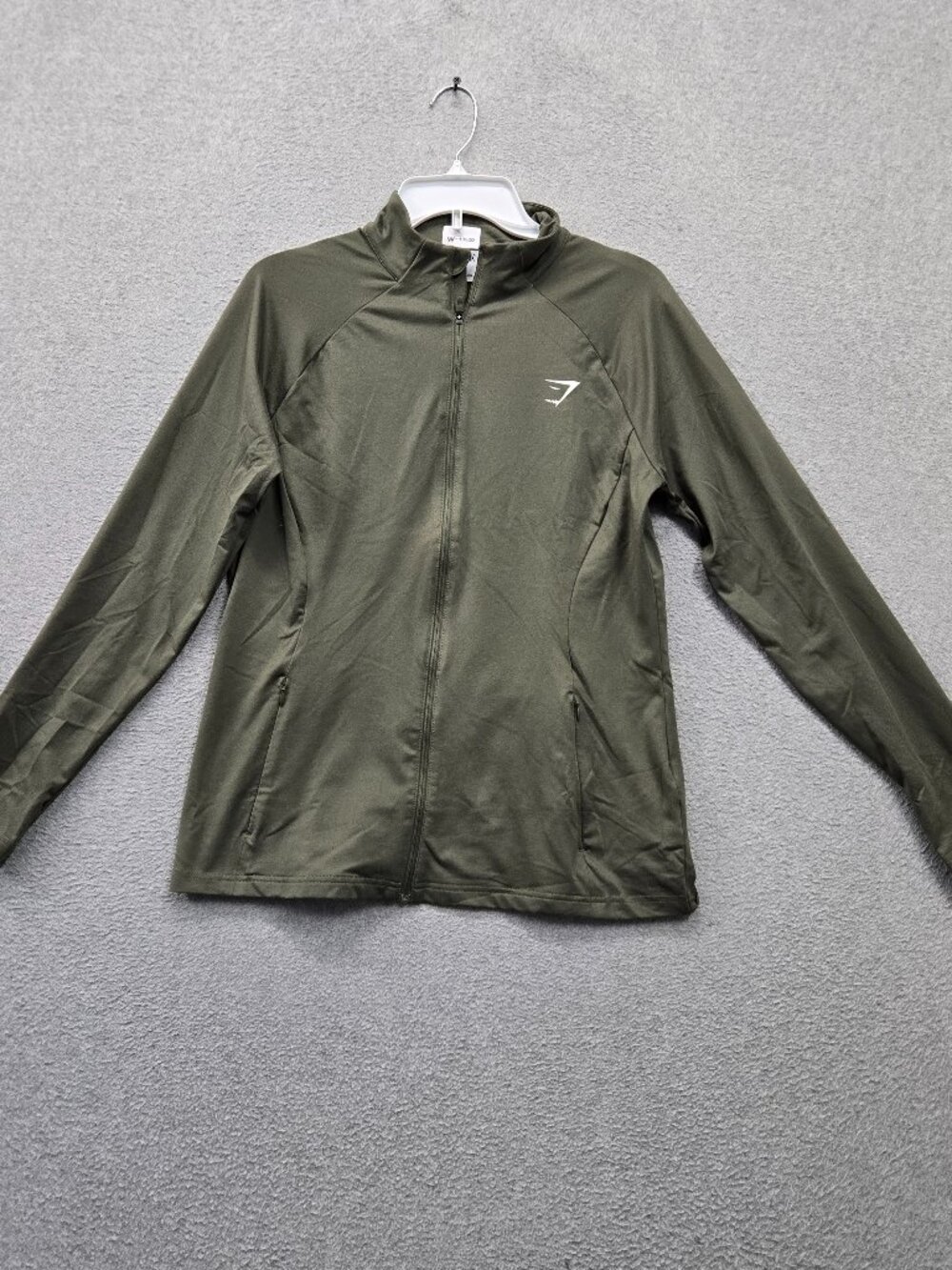 Gymshark Women Activewear Jacket XL Green Training Zip Up Logo Zipped Pockets